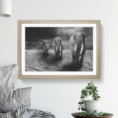 Three Elephants - Picture Frame Graphic Art
