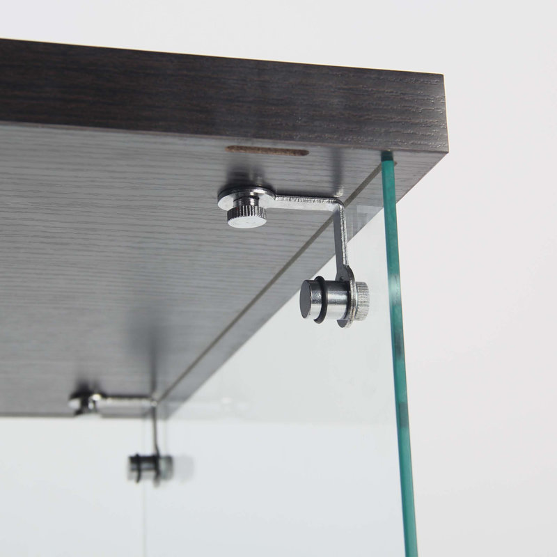 Vitrine à deux portes avec 3 tablettes vitrées et porte, Noir