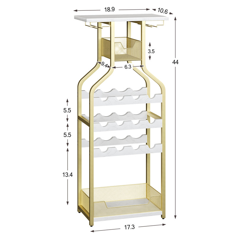 Multi Functional Mini Bar Table With Corner Bottle Rack With Storage Rack