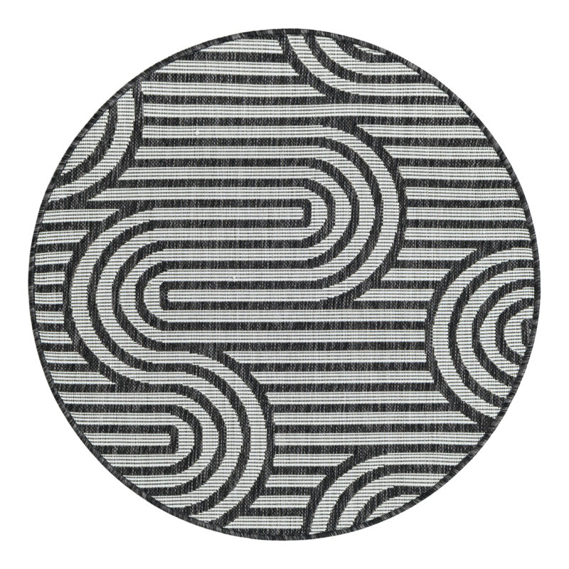 Tapis intérieur / extérieur d'extérieur moderne, Rond 3 pi 3 po