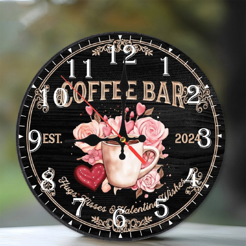 Horloge murale en bois 10 po, mouvement silencieux, à piles (piles AA non incluses), décor artistique, parfait pour les décorations