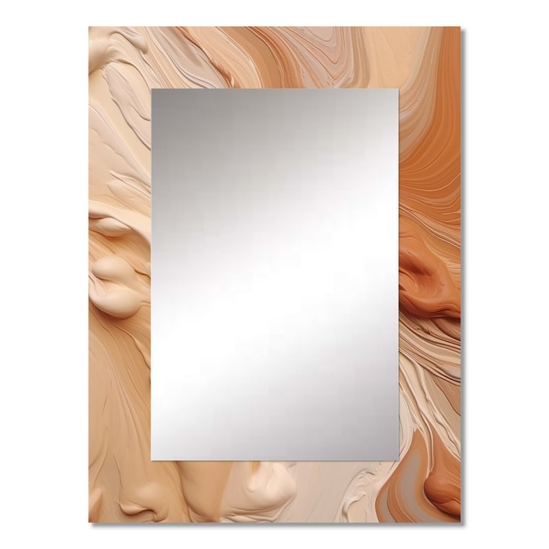 Orange and Beige Unbounded Imagination I - Abstract Decorative Mirror, Orange Wall Mirror, Printed Metal Art, 32" x 24"
