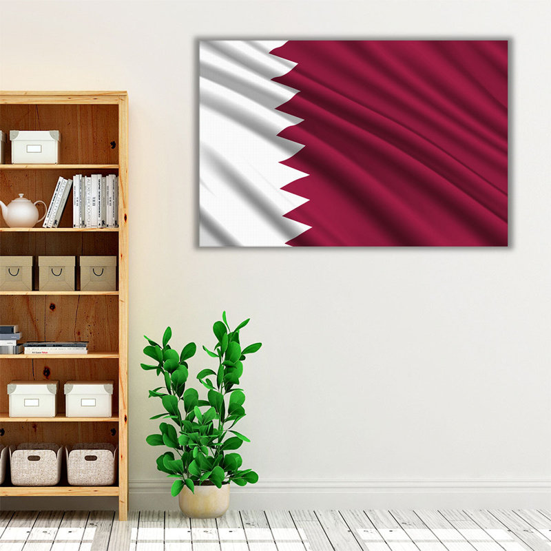 Drapeau qatari flottant - reproduction d'art sur toile, H 16 po x l 24 po