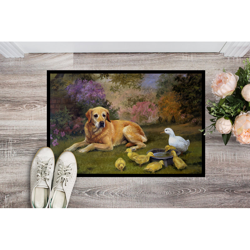 Tapis antidérapant jaune Labrador and Chicks, Rectangle 2 pi x 3 pi