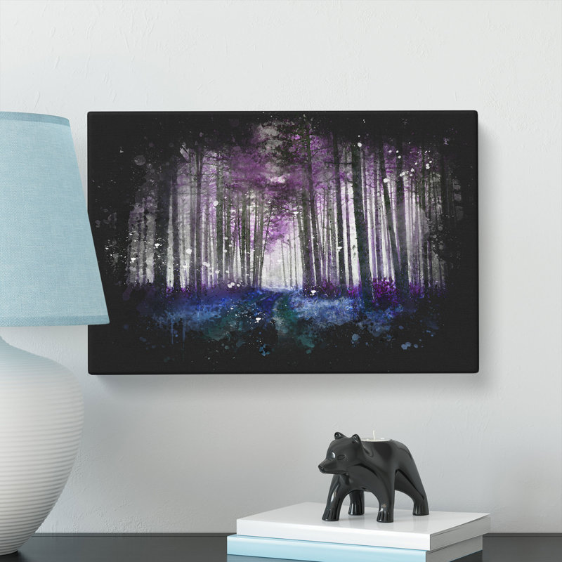 Path Through A Purple Forest - Wrapped Canvas Painting, 50cm H x 76cm W x 3cm D