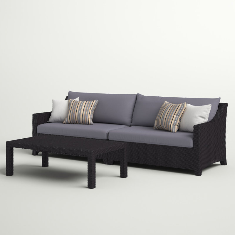 Fionnula 3-Person Patio Seating Set with Cushions, Charcoal Grey Sunbrella®