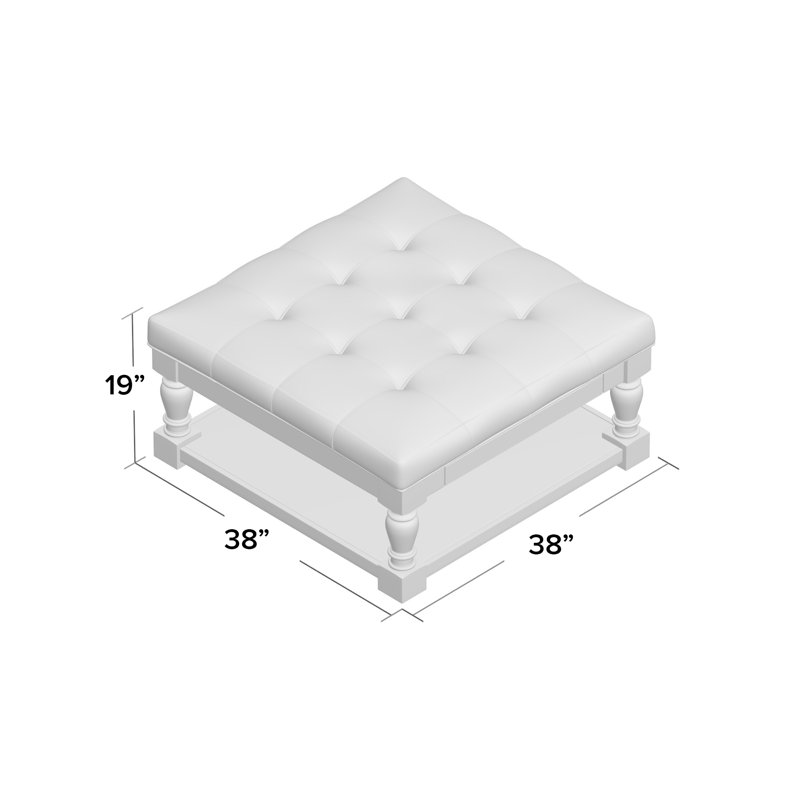 Arthuro Upholstered Ottoman, Pewter Gray Linen, Natural