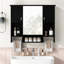 Armoire à pharmacie de salle de bain avec miroir, 5 tablettes fermées et réglables, armoire de rangement murale de salle de bain avec portes en verre