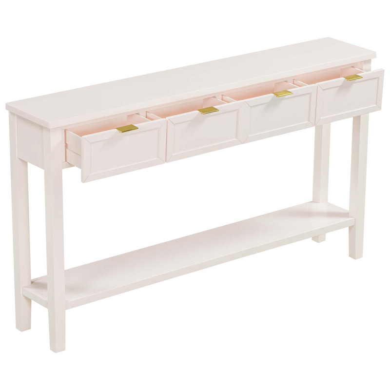 Modern 4-Drawer Console Table, White