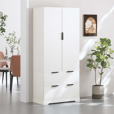 Armoire de cuisine 72 pouces à cannelures modernes avec 2 grands tiroirs et 8 portes à épices, organisateur de rangement autoportant pour diverses pièces