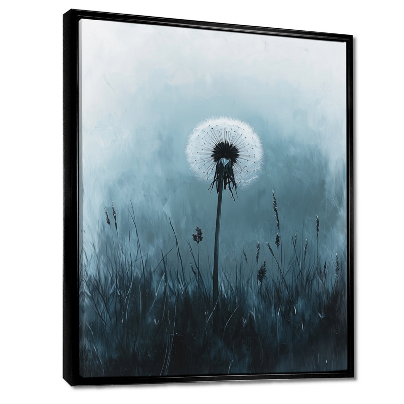 Pissenlit silencieux dans un minimalisme III - Pissenlit, art mural, H 20 po x l 12 po, Noir