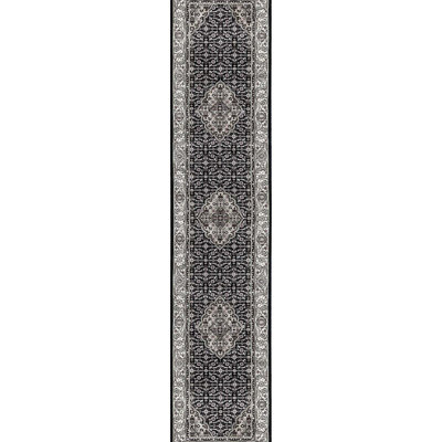 Chemin de table noir et ivoire noué à la main de haute qualité