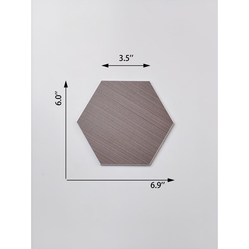 Carreau mural auto-adhésif en pierre hexagonale 6 "x 6,9" Bex, Moka