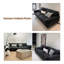 Canapé modulaire noir en cuir véritable-585854040