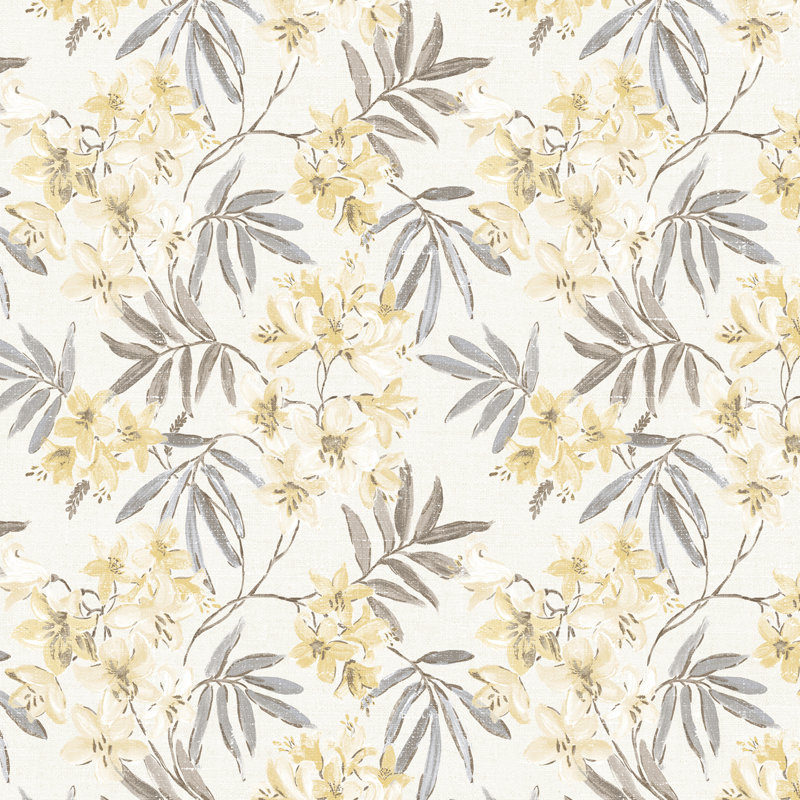 Gilbert 33' L x 20.5" W Wallpaper Roll, Yellow/Daffodil/Grey/Dove/Cream