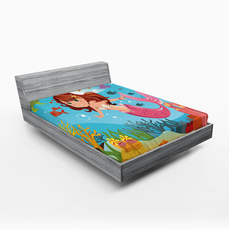 Multicolore joyeux sous-marin Ambesonne, Drap-housse de taille double