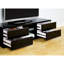 Console de style contemporain laqué noir avec tablettes ouvertes et tiroirs de rangement pleine extension, ensemble de 120 livres