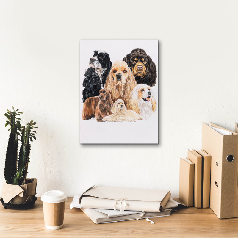 «Cocker Spaniel» par Barbara Keith, art mural sur toile, H 16 po x l 12 po