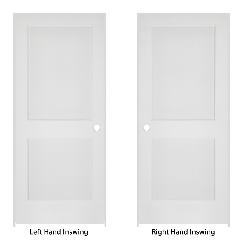 Primed White Solid Core 2 Panel Interior Door with Brushed Chrome Hardware