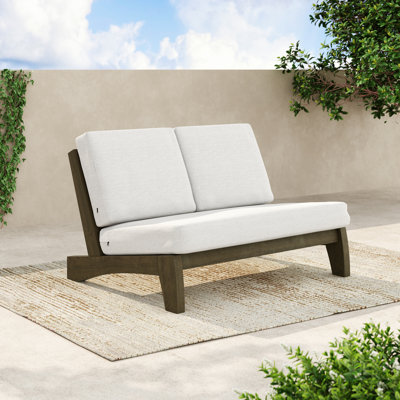 Audia 43.8" Wide Acacia Outdoor Loveseat with Solid Wood Frame and Soft Cushioned Seat by Lark Manor