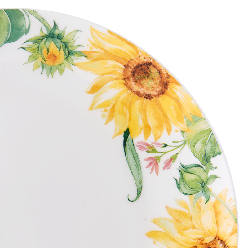 Service de table léger en porcelaine tendre 16 pièces Sunflower