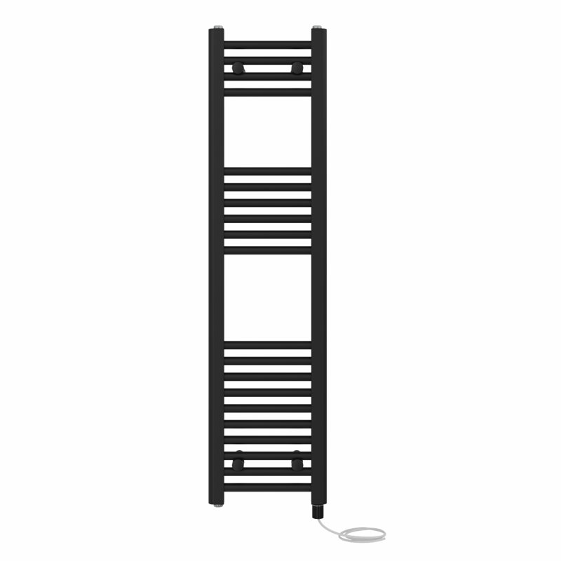Straight Towel Rail Heated Towel Rails, 120cm H x 30cm W x 3cm D, Black