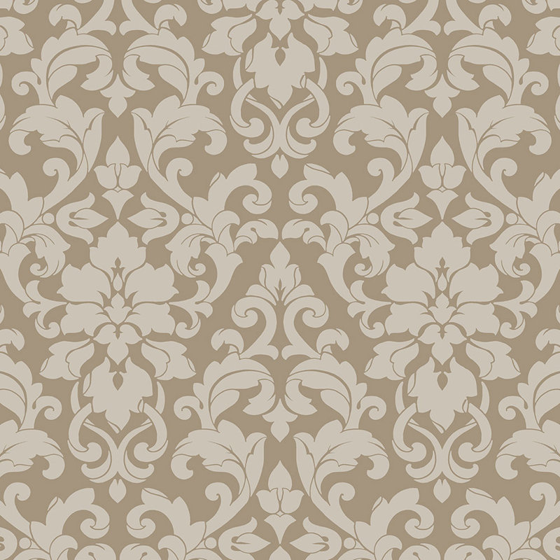 Rouleau de papier peint damassé L 33 pi x l 21 po Shades, Taupe / brun / argent métallique