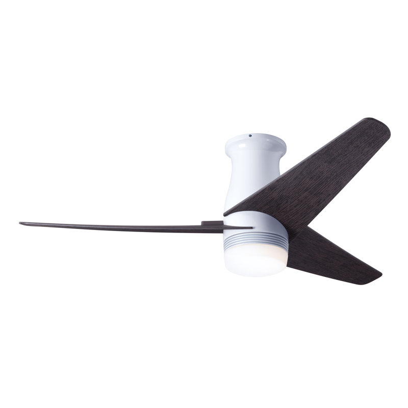 Velo 48'' Ceiling Fan with LED Lights, Gloss White, Wall/Remote Combo Controls, Ebony