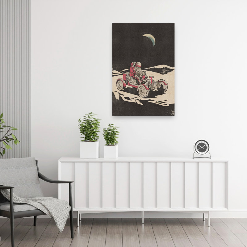 Art mural rétro, paysage lunaire rétro rétro, 36" H x 24" W