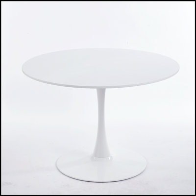 Table tulipe de 42,1 pouces de style Mid-Century moderne avec plateau rond en panneau de fibres à densité moyenne, parfaite pour les repas et les loisirs, pour 4 à 6 personnes