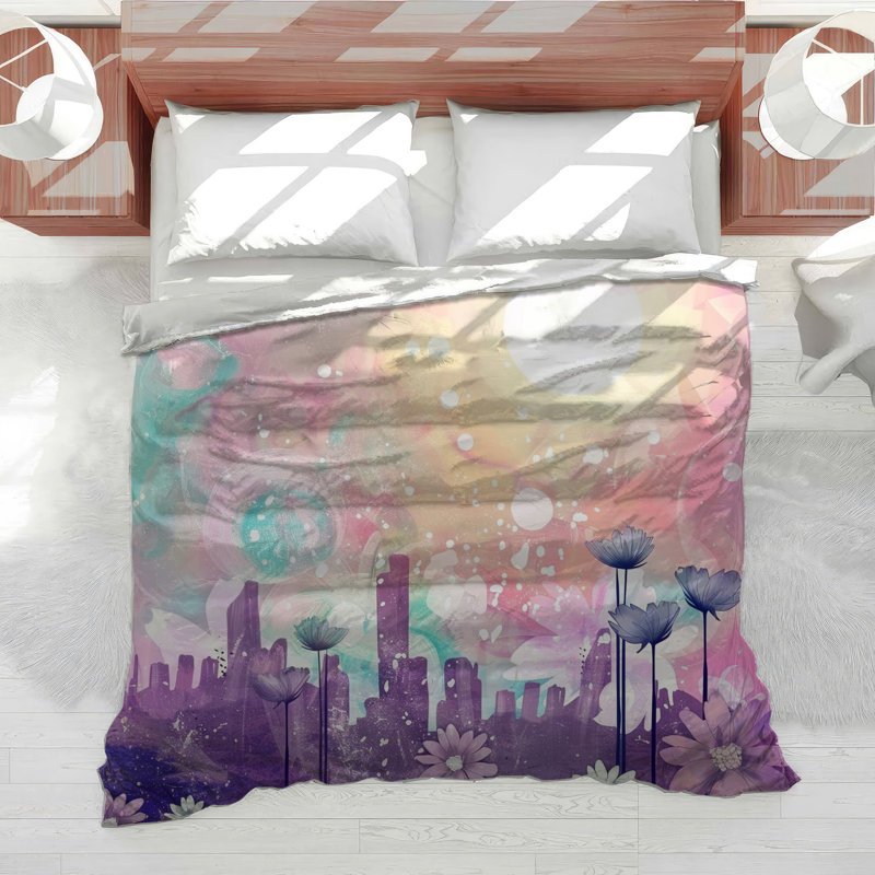 Édredon Fantasy Cityscape Literie Fantasy Académie foncé, Édredon simple