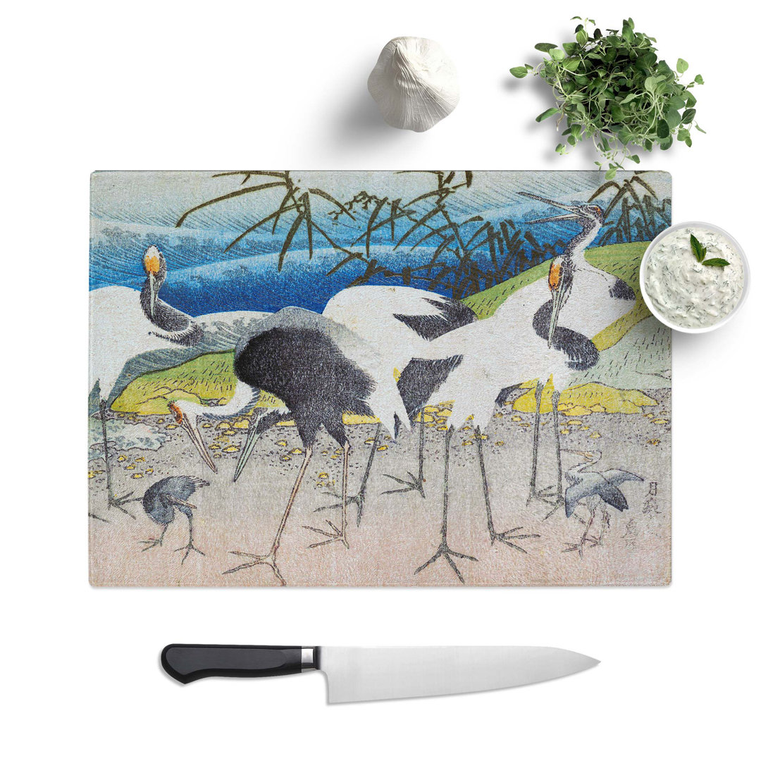 Glass Group of Storks by Katsushika Hokusai Chopping Board
