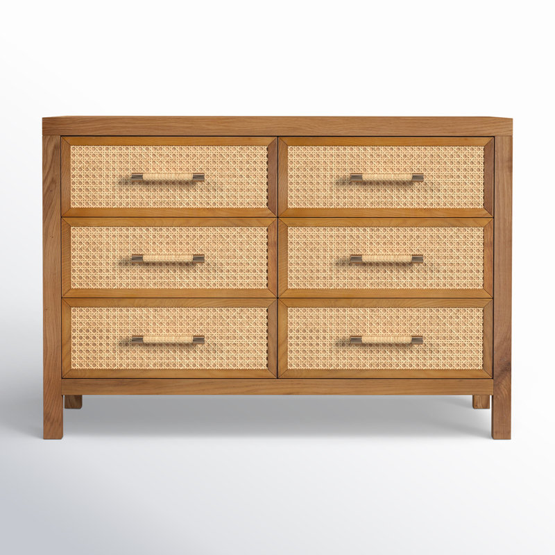 Mesa Cane and Solid Wood 6-Drawer Dresser