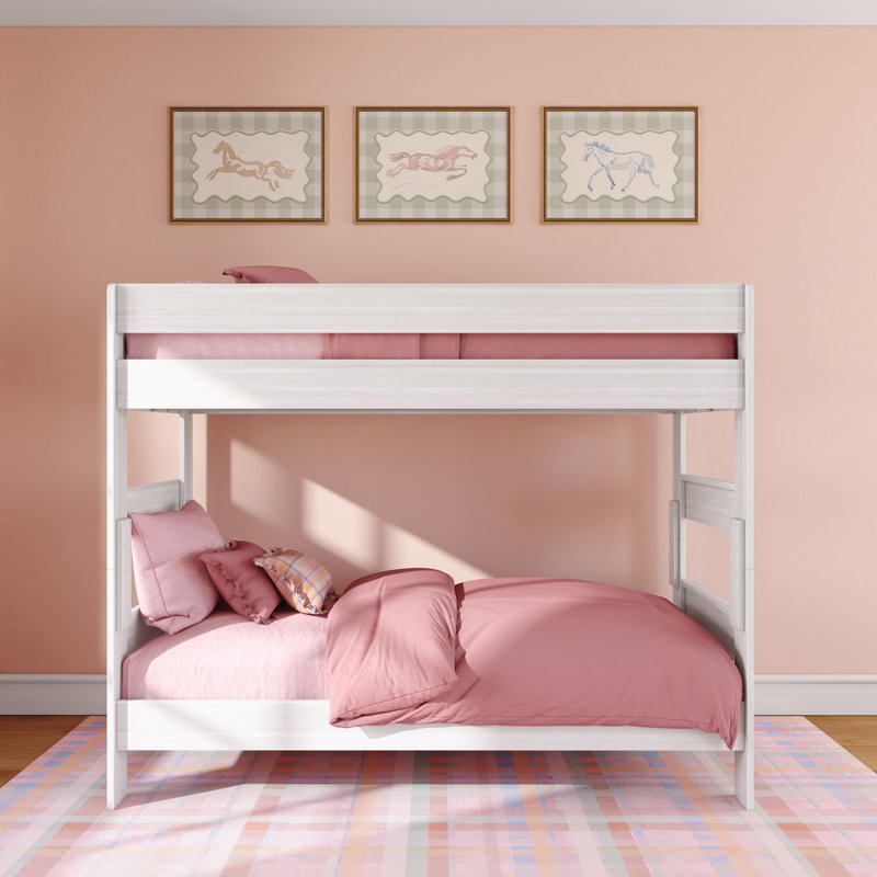Kids Twin Over Twin Bunk Bed, White Wash