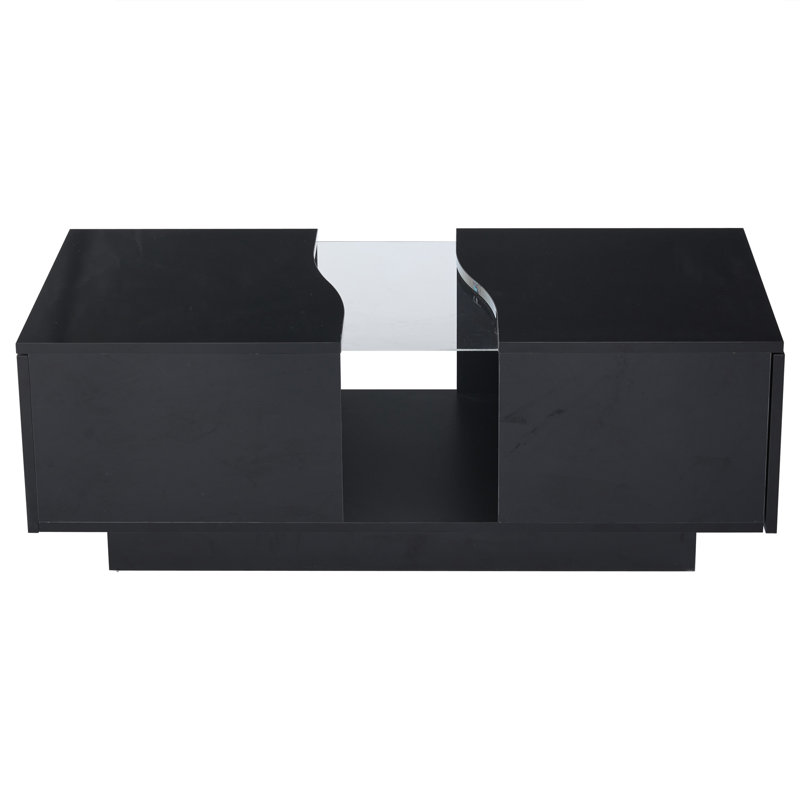 Block Coffee Table with Storage, Black