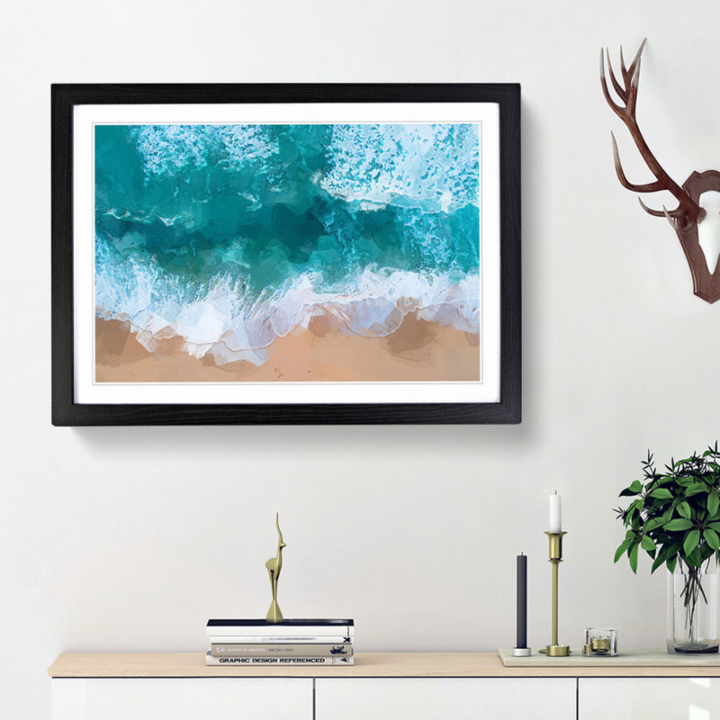 Beach in Melbourne Australia in Abstract - Picture Frame Graphic Art Print on MDF, Black Framed, 36cm H x 48cm W x 2cm D