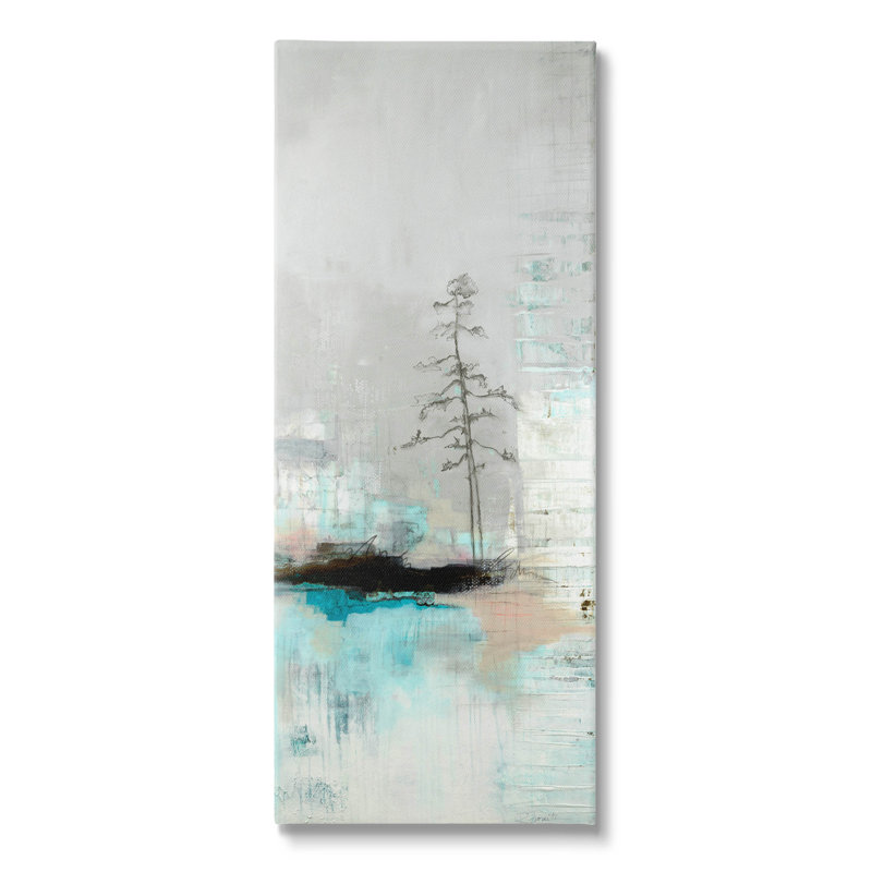 «Collage Tree Abstract Nature» par Ruth Fromstein - peinture sur toile tendue, H 40 po x l 17 po x P 1,5 po