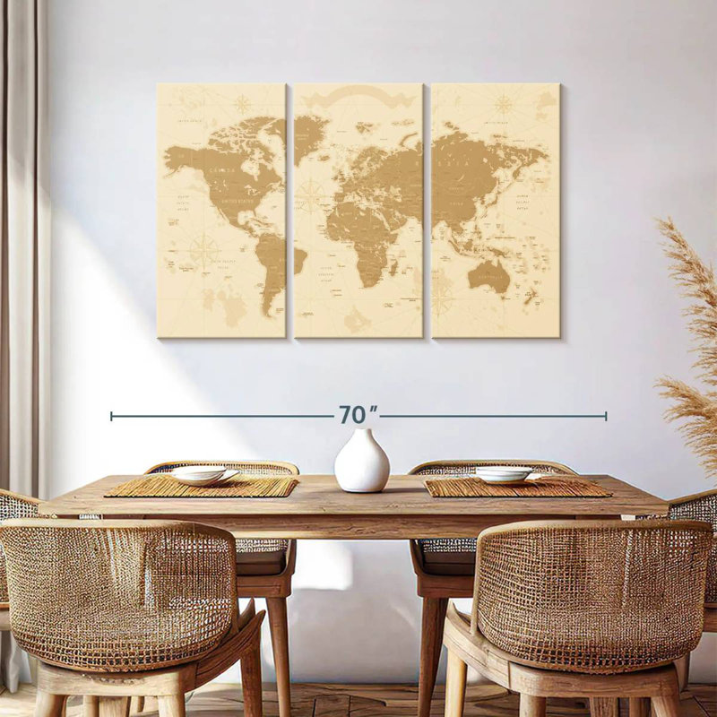 'Amber World Map, 36" H x 57" W