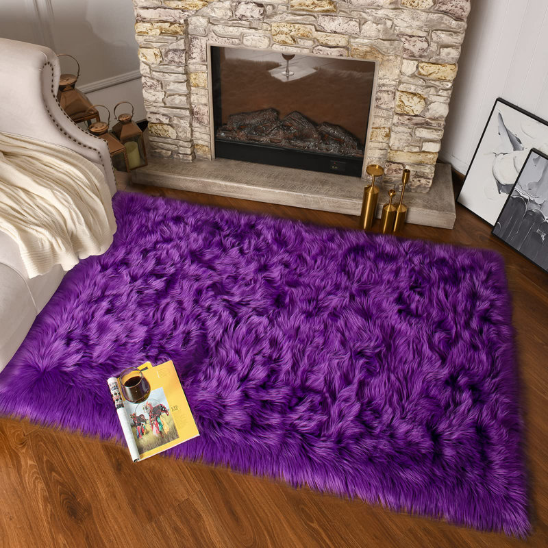 Nador Faux Sheepskin Indoor Rug, Rectangle 6' x 9'