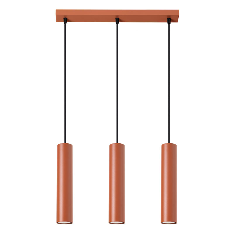 Bergmundur - Light Stainless Steel Pendant, Red, 3 Lights, 46.5cm W x 15cm D