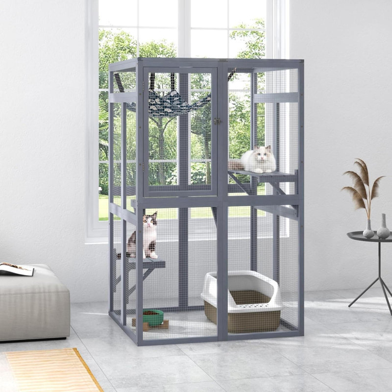 Abri pour chat extérieur Catio, abri pour chat en bois, cage pour chat avec 3 plateformes pour patio intérieur