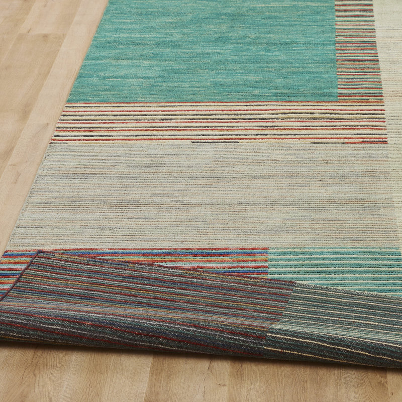 Axim Verdant & Ember Striped Hand-Knotted Wool Area Rug, Rectangle 10' x 14'