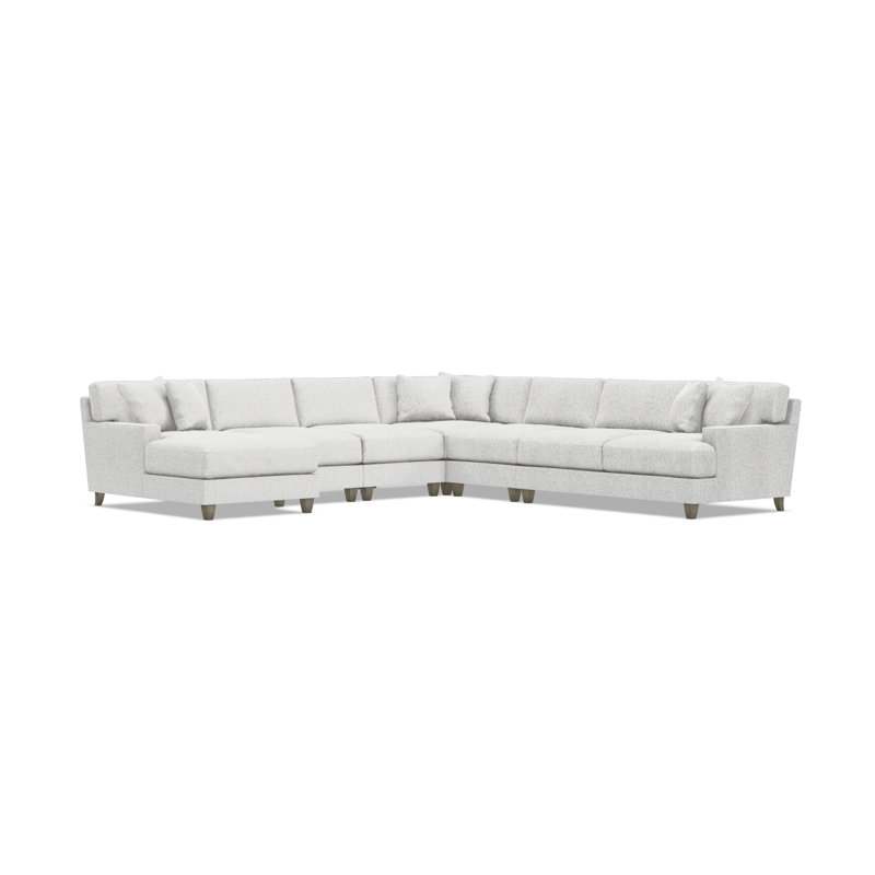 Mila Sectional, Left Hand Facing, White Polyester, 33.5" H x 137" W x 137" D