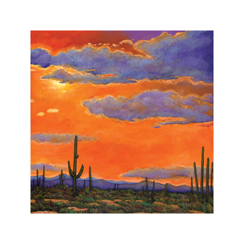 Saguaro Sunset 1 Piece Wrapped Canvas Painting, 93.98 cm H x 93.98 cm W x 3.175 cm D