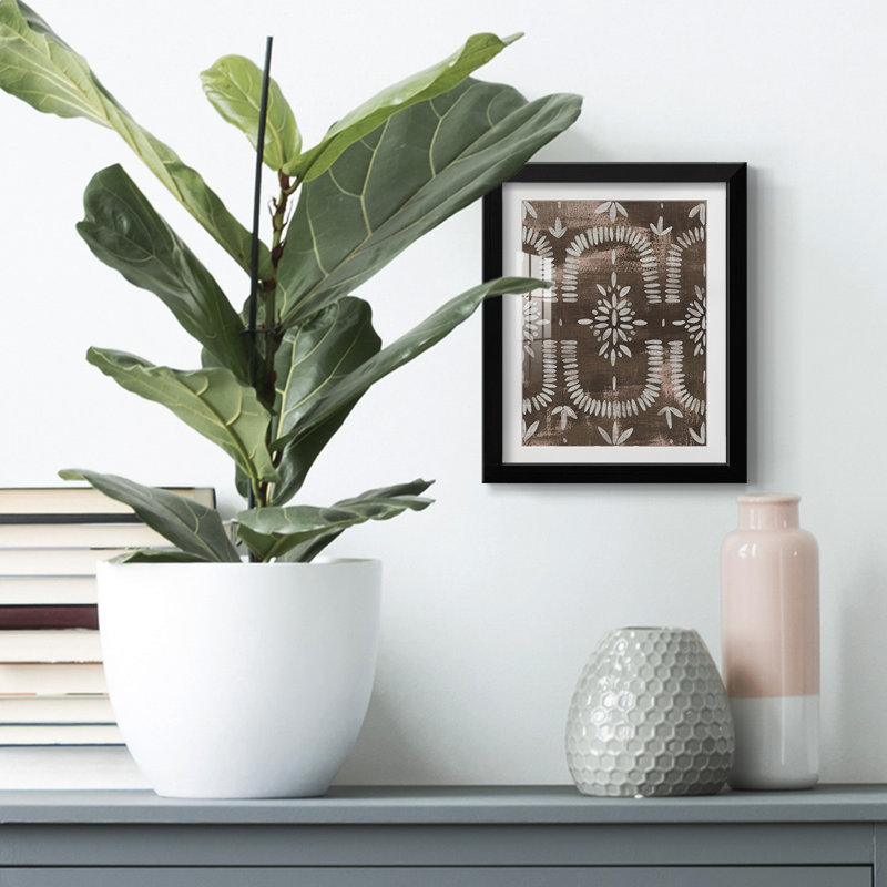 " Espresso Batik I ", White, Black Framed Paper