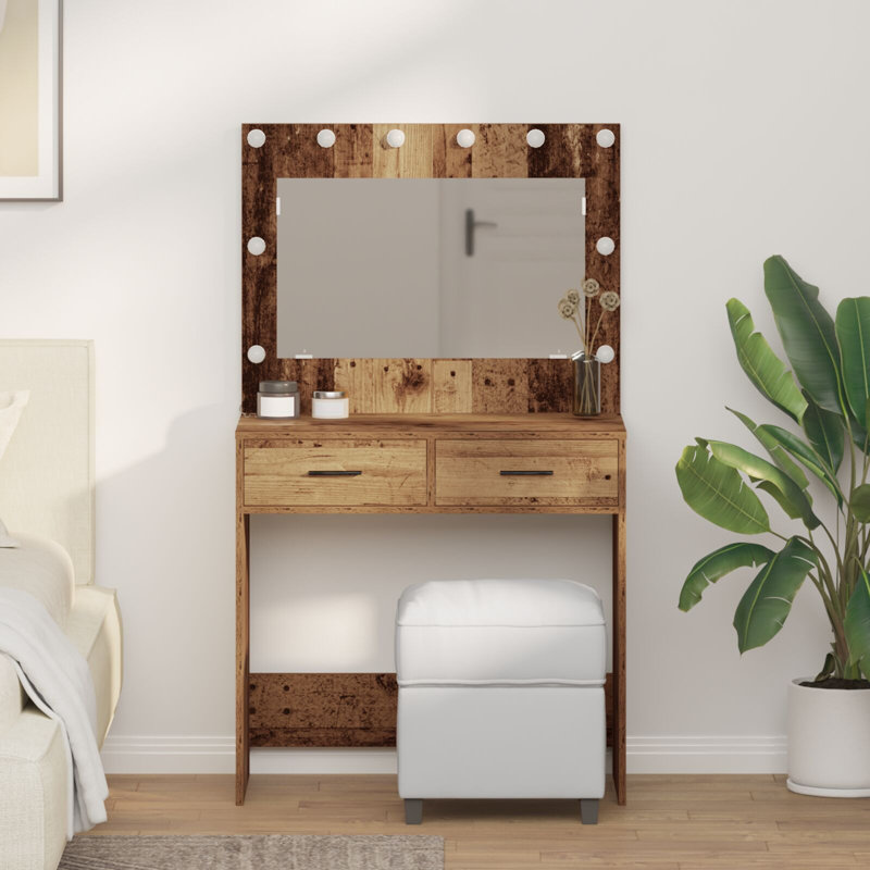Engineered Wood 78.5 X 41 X 135 Cm Mirror, Old Wood