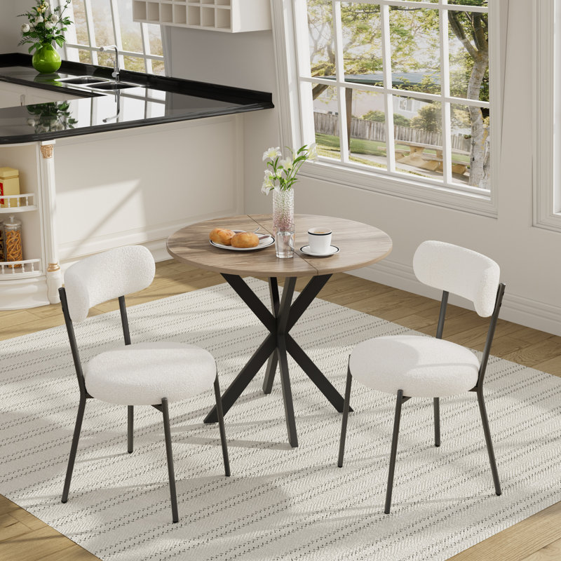 Ensemble de 3 tables de salle à manger rondes pour 2, Blanc / Blanc