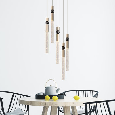 Luminaire suspendu en cristal à 5 lumières