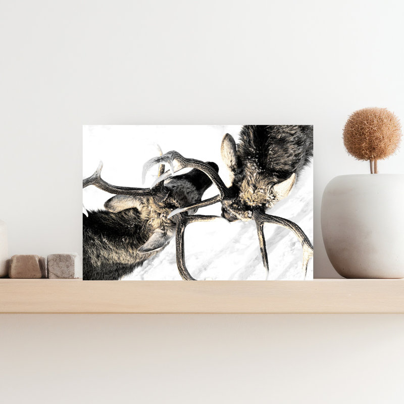 «Winter Deer», art mural contemporain abstrait, H 18 po x l 12 po