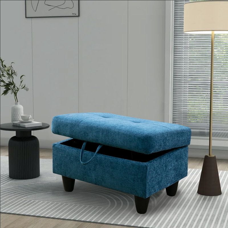 Upholstered Ottoman, Blue